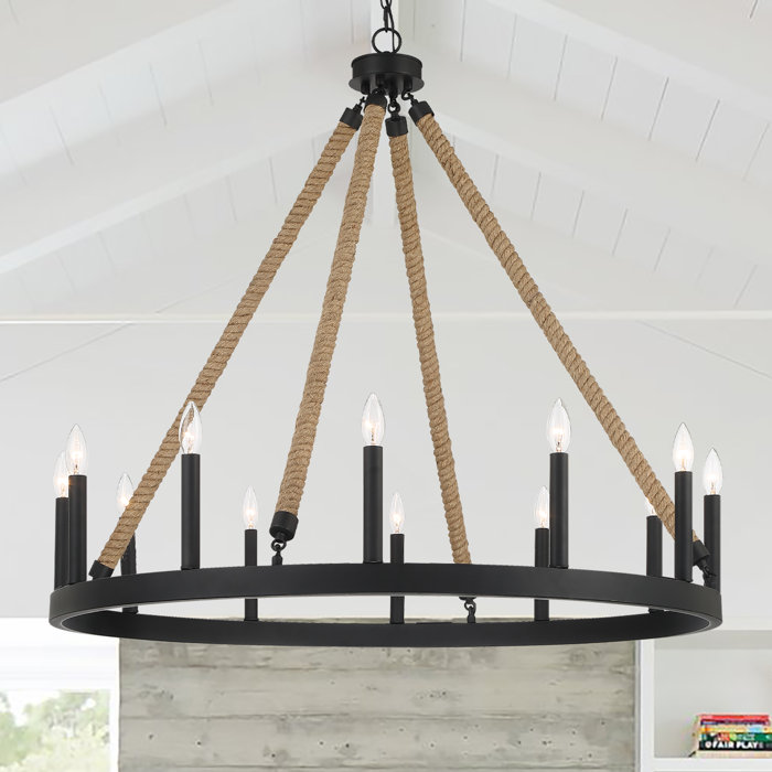 Gracie Oaks Finchley 12 Light Dimmable Wagon Wheel Chandelier Wayfair